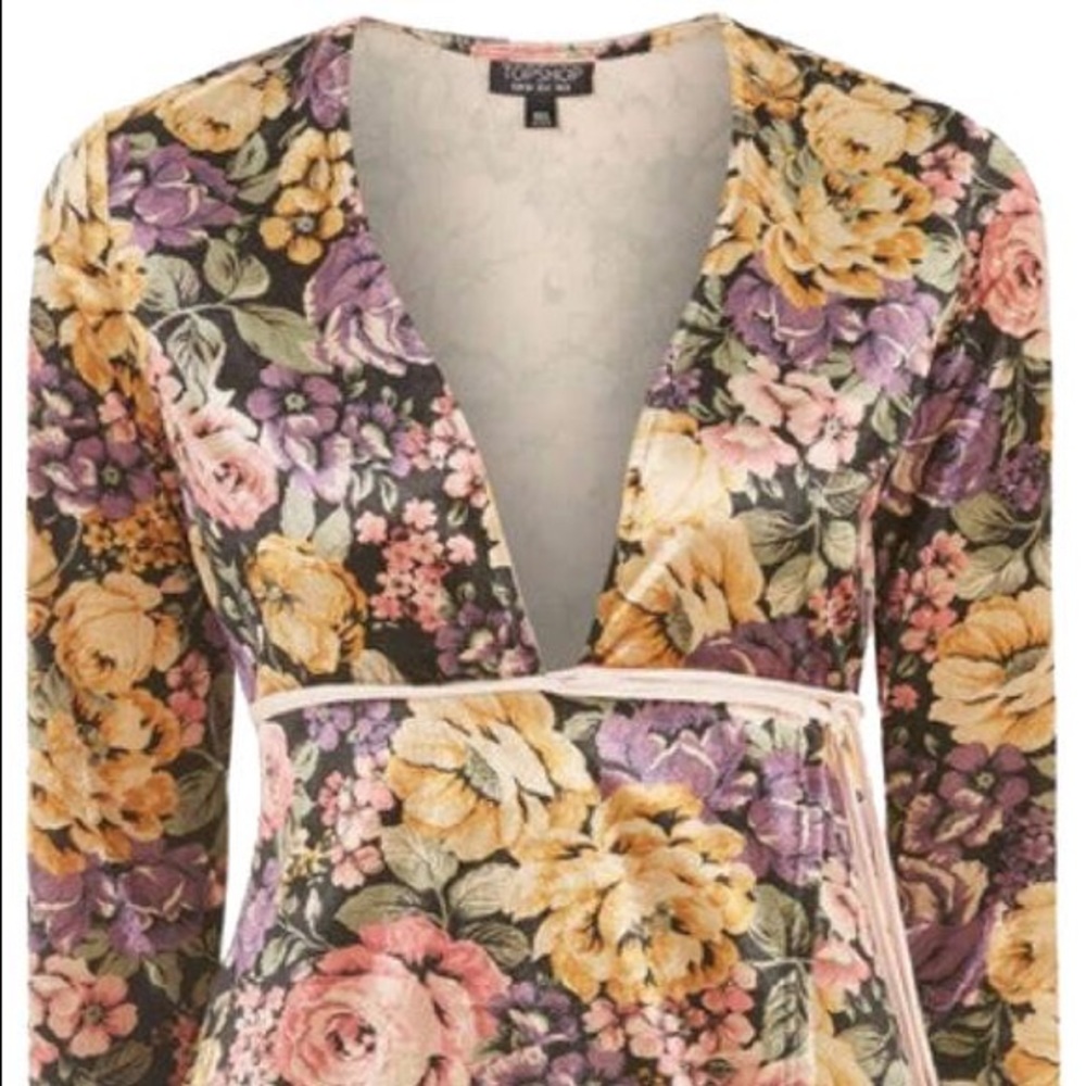 velvet floral wrap dress